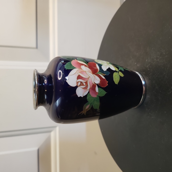 Japanese Cloisonne Gimbari Enamel Blue Rose Vase 4.3/4" - Picture 3 of 8